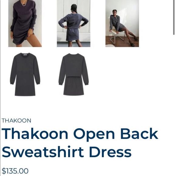 Thakoon Open Back Gray Sweatshirt Dress round neck long sleeeves,size medium - Picture 1 of 12